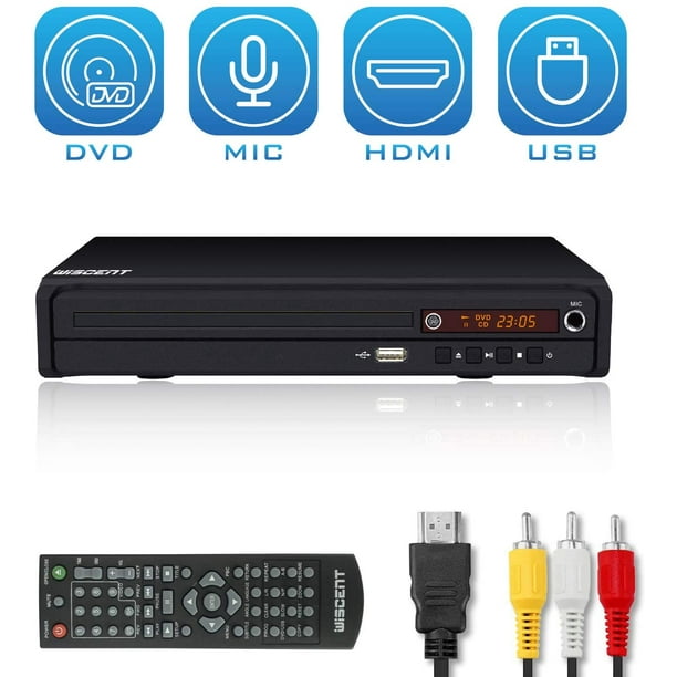 Lecteur DVD HD avec Port HDMI, Lecteurs DVD Région Gratuits pour Smart TV,  Câble de Sortie HDMI/RCA Inclus, Mémoire de Pause, PAL/NTSC intégré,  Lecteurs CD pour la Maison (Non Blu-Ray) : 