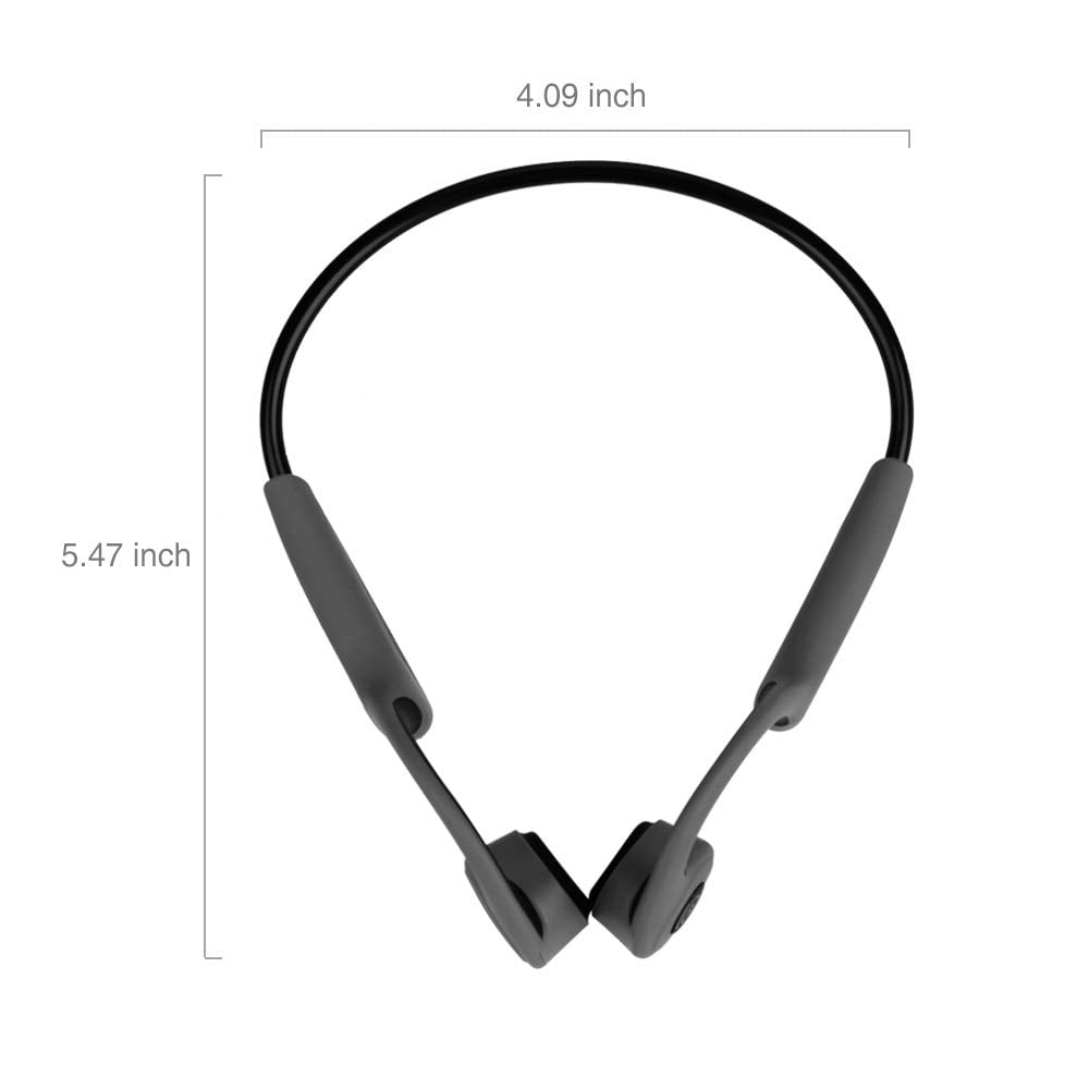 Bone Conduction Headphones Bluetooth 5.0 Open Ear Wireless Headset Titanium HiFi Stereo with Mic Sweatproof Sports Headphones for Running Driving Cycling -Black