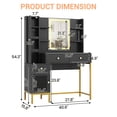 thumbnail image 2 of Makeup Vanity with Lights, 3 Lighting Modes Vanity Desk with Soft Cushioned Stool, Modern Dressing Table with Charging Station, 3 Drawers, a Cabinet and Open Shelves for Bedroom, Black, 2 of 8