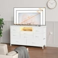 thumbnail image 2 of 8 Drawer Dresser TV Stand for 55" TV, Long Bedroom Dresser with Power Outlets & Adjustable LED Lights, Wide Media Console Table for Living Room, Entryway, Wood Top, Storage Organizer - White, 2 of 7