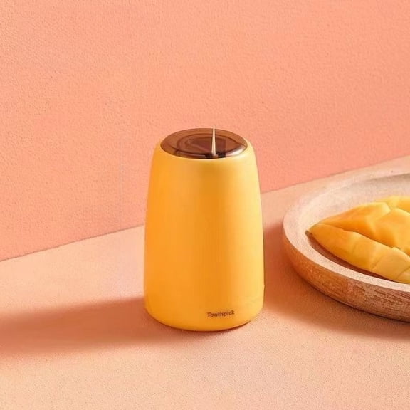 Automatic Pop-Up Toothpick Dispenser for Dining Table, Plastic Yellow Toothpick Holder