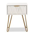 thumbnail image 4 of Baxton Studio Holbrook White Finished Wood and Gold Metal 1-Drawer End Table, 4 of 10