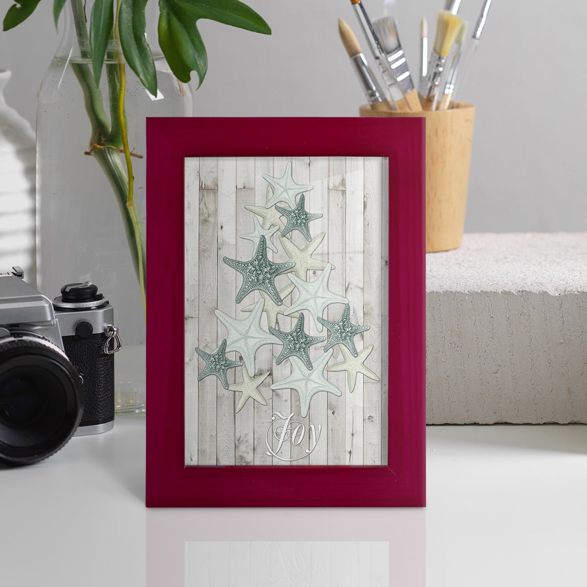 Coastal Christmas III -Framed Print w/glass-Cherry Red