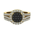 thumbnail image 3 of Black Diamond Wedding Ring Set for Women Cluster Diamond Halo Rings 14K Gold 0.95 CT TW, 3 of 4