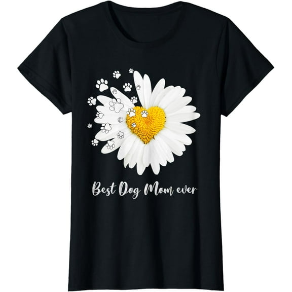 Best Dog Mom Ever Daisy Heart Dog Paw Mother's Day Gifts T-Shirt