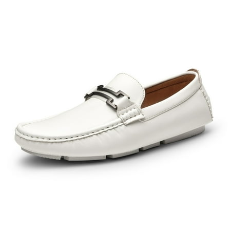 Bruno Marc Mens Comfort Casual Shoes Driving Penny Slip On Loafers Boat Shoes Hugh-01 White Size 10