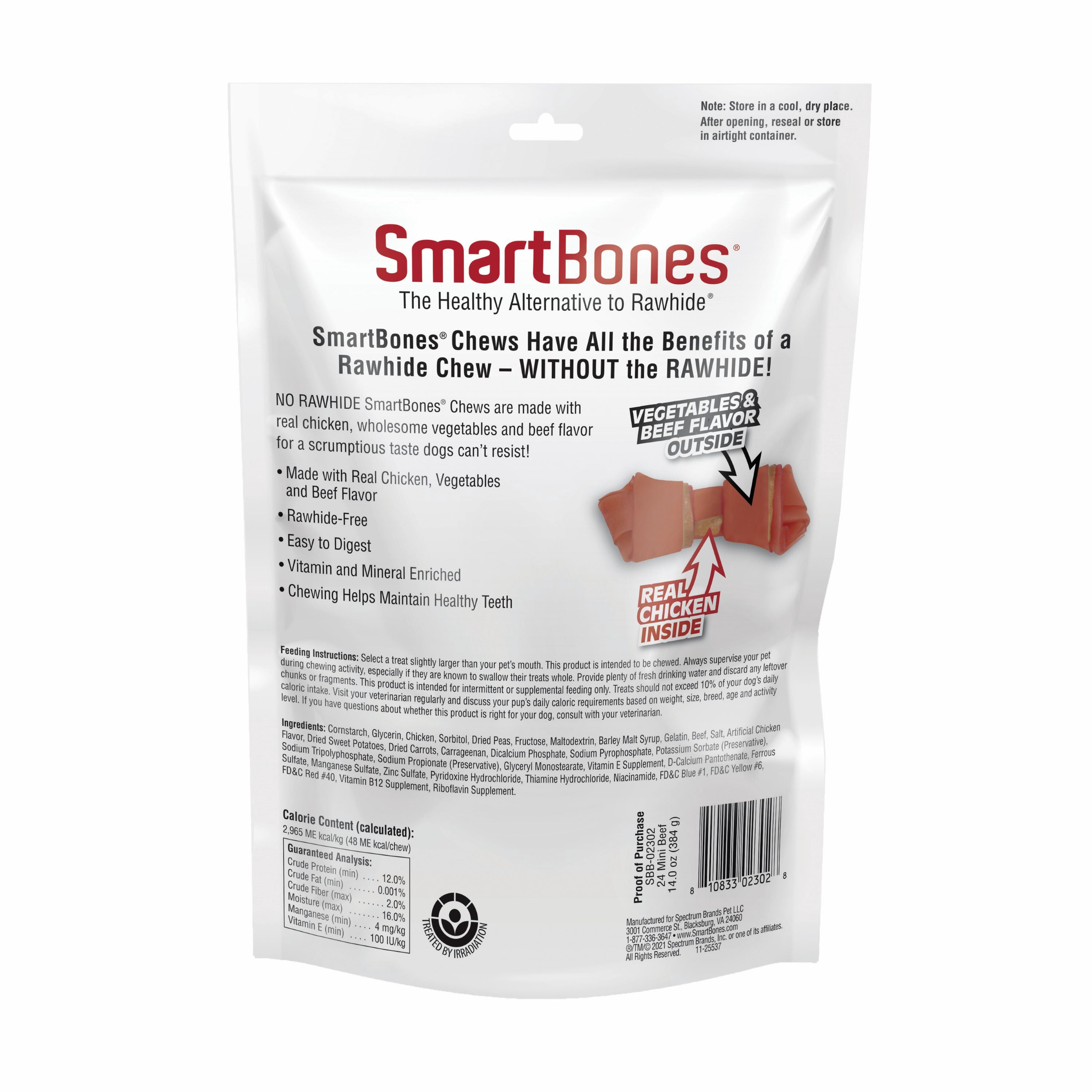 SmartBones Mini Chews With Real Beef 24 Count, Rawhide-FreeChews For Dogs
