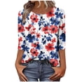 thumbnail image 2 of Odbmxy Independence Womens T Shirts Plus Size 3/4 Sleeve Patriotic Womans Tops Summer Casual Blue Graphic Vacation Loose Tops, 2 of 5