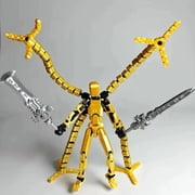 T13 3D Action Figure Set (Assembly Completed) 2 Pcs, 3D Printed Multi-Jointed, Titan 13 Action Figures, Multi-Articular Lucky Mobile Robot Nova,Desktop Decorations for Game Lovers Toys (Sliver Gold)