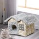 thumbnail image 1 of Casa de cama para mascotas, almohadilla extraíble, parte inferior antideslizante, casa de techo doble, caseta de refugio cómoda para perros pequeños, 44cmx36cmx39cm Yinane Casa de la cama del gato, 1 of 8