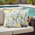 thumbnail image 5 of Summer Lemon Pillow Covers 2 Pack with Green Leaf Blue Flowers Botanical Farm Pillowcase Waterproof Outdoor Throw Pillow Cover for Patio Garden Square Cushion 20”x20”, 5 of 9