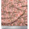 thumbnail image 1 of Soimoi Pink Silk Fabric Berries Leaves Print Sewing Fabric BTY 42 Inch Wide, 1 of 3