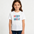 thumbnail image 2 of Girls Graphic Tees Merry And Bright Kids T Shirt Christmas Holiday 100% Cotton Short Sleeve Soft Tops 4-13Y, 2 of 5