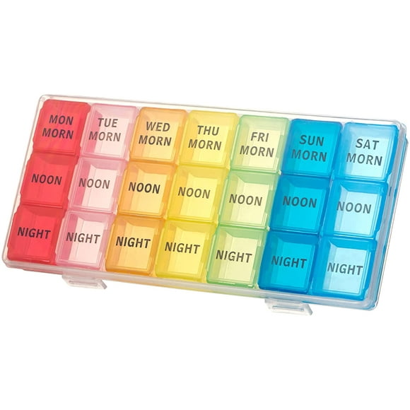 Casewin Weekly Pill Organizer 3 Times a Day, Travel Friendly Pill Box 7 Day with Large Compartments and Sturdy Design, Portable Medication Reminder for Vitamins/Fish Oils/Supplements