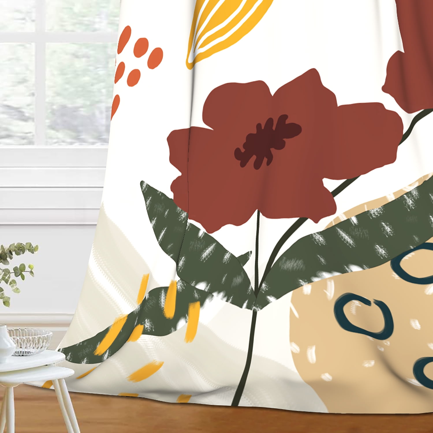 Mizhona Boho Floral Blackout Curtains for Living Room Country Window Curtain Set of 2,52"x96"