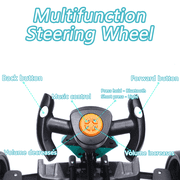 Juuar 12V Pedal Go Kart for Kids Age 3+, 4 Wheel Folding Ride on Car with Lights & Music, Up to 3 MPH, 2 x 390W Powered Fun Electric Vehicles Toys Gifts for Boys Girls, Light Blue
