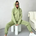 thumbnail image 3 of Admvng Two Piece Sets for Women Casual Solid Color Fleece Long Sleeved Hoodie and Sweatpants Fall Fashion Clothes Tracksuit S-XL, 3 of 3