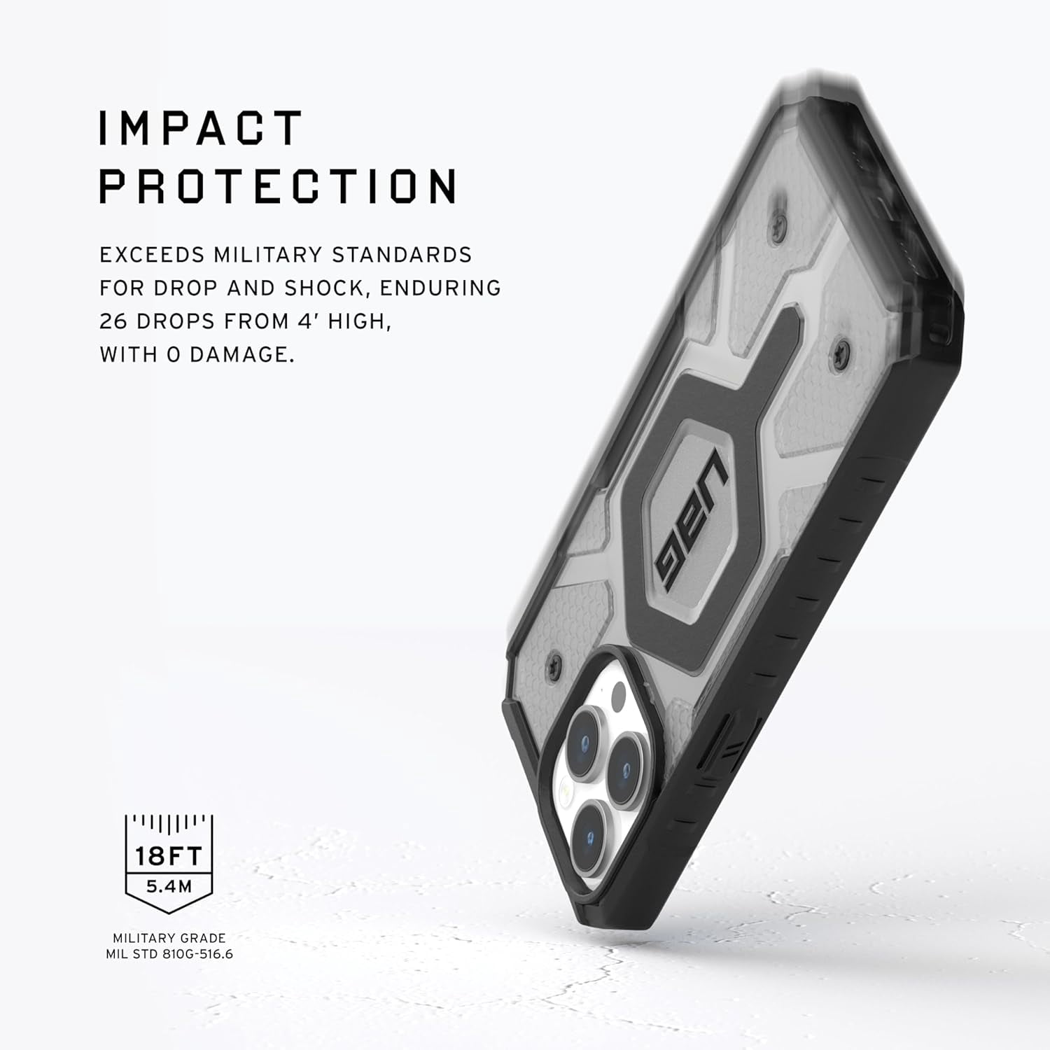 UAG iPhone 15 Pro Max Case 6.7" Pathfinder Clear Ash/Black Built-in Magnet Compatible with MagSafe Charging Rugged Transparent Dropproof Protective Cover by URBAN ARMOR GEAR