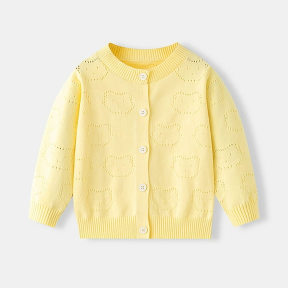 LIaqionyy Girl's Knit Cardigan Long Sleeve Winter Button up School Uniforms Sweater Coat for Kids