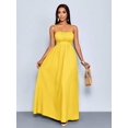thumbnail image 7 of Mustard Yellow Boho Spaghetti Strap Backless Maxi Dress Flowing Vacation Gown For Women, 7 of 7