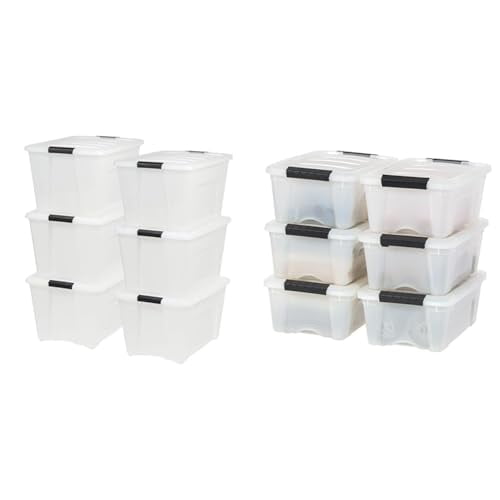 (Open Box) IRIS USA Inc TB-56D 53 Quart Stack & Pull Box Multi-Purpose 6 Pack Storage Bin