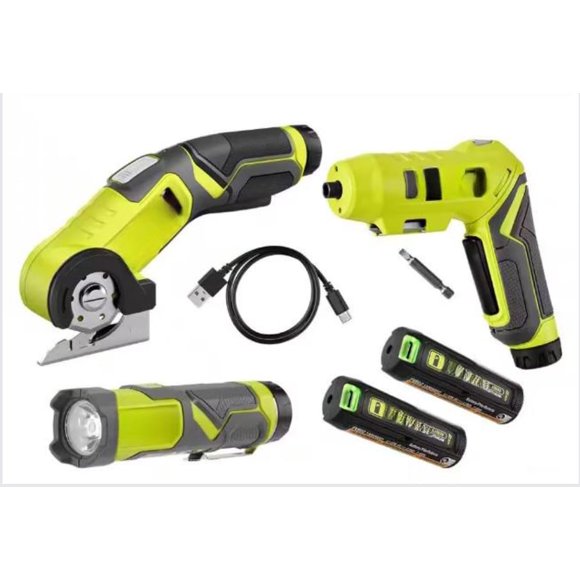 FVK101K2 Fits For RYOBI Lithium 3-Tool Combo Kit with Flashlight, Screwdriver, Power Cutter, (2) 2 Ah Batteries, and Charging Cord