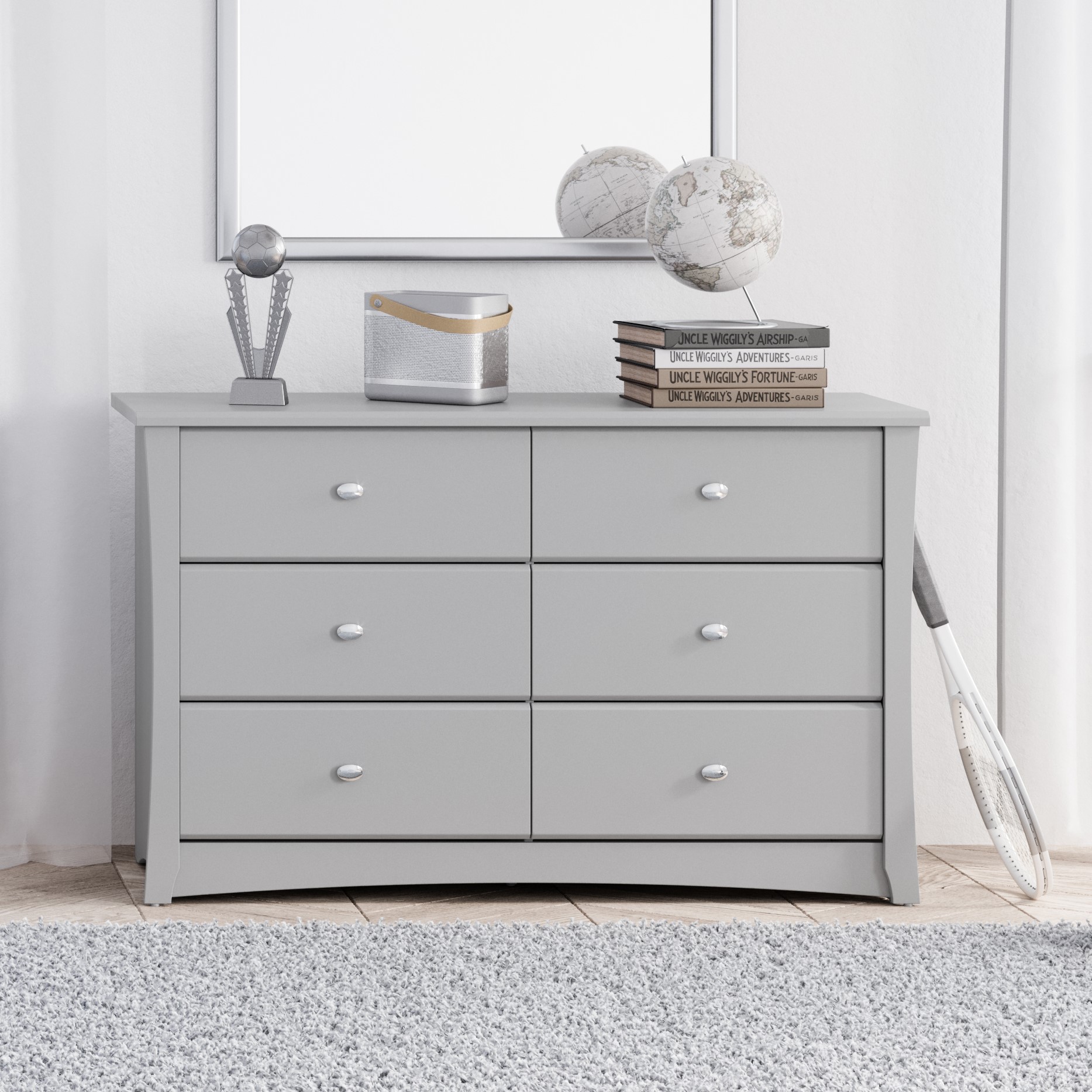 Storkcraft Crescent 6 Drawer Nursery Double Dresser, White