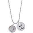 thumbnail image 1 of Delight Jewelry Silvertone Music Note - Round Seal Silvertone Script Initial Disc - L - Charm Necklace, 20"+3", 1 of 4