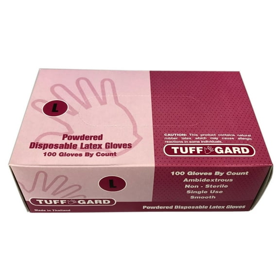 Large Size 5 Mil Latex Disposable Exam Gloves In 100 Count Box