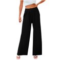 thumbnail image 2 of Kureaily Women Casual Knitted Ribbed Hight Waist Solid Color Long Pants Trousers With Pockets Women Casual Pants, 2 of 5
