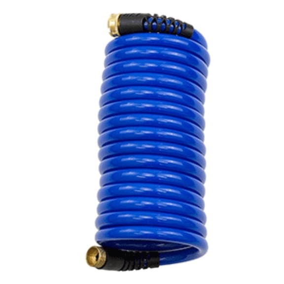 13" Blue and Black Outdoor HoseCoil 15-Ft Self Coiling Hose with Flex Relief