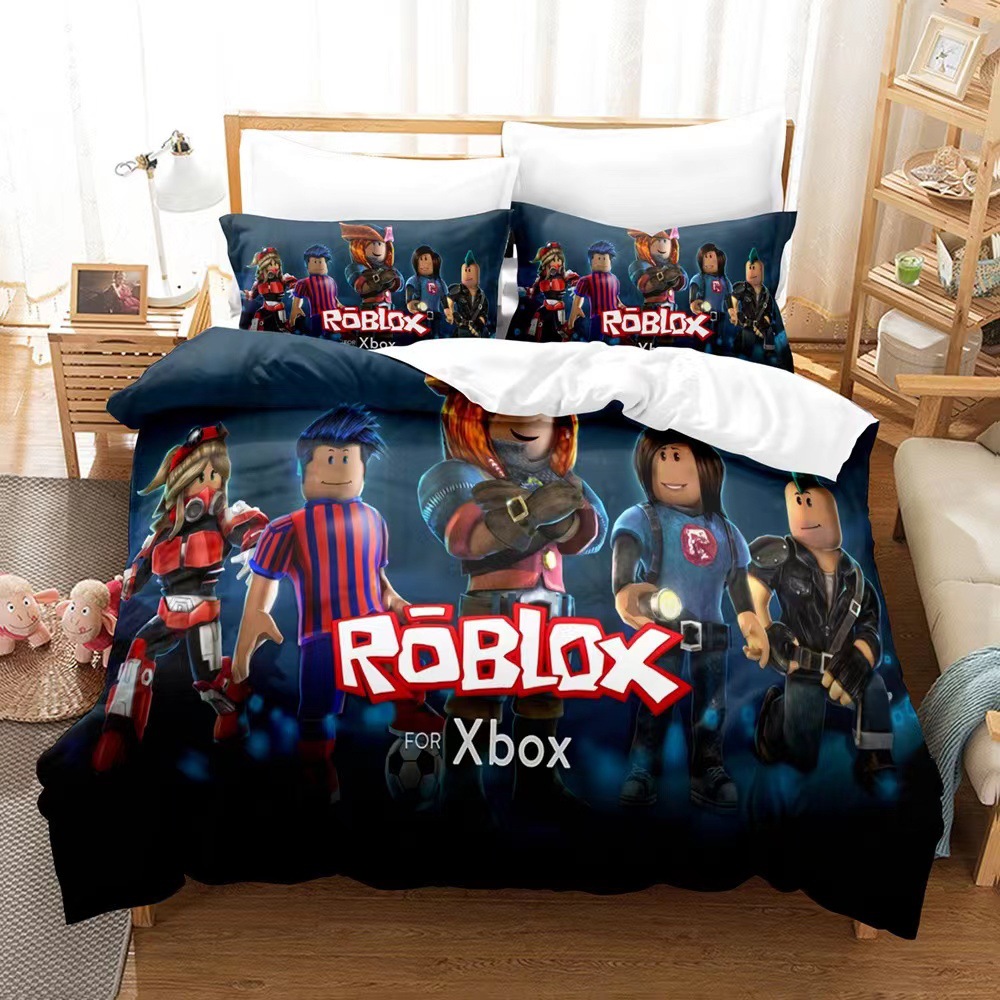 roblox bed threepiece quilt set children's bedding set
