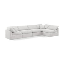 Meridian Furniture Indulge 164" Velvet L-Shaped Modular Sectional in Cream