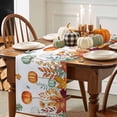 thumbnail image 3 of ERUNPONLY Fall Orange Green Pumpkins Table Runner - 36 Inch Long Thanksgiving Maple Leaf Cotton and Linen Blended Dress Scarves Farmhouse Table Runner for Kitchen Dining, Coffee Table, 13" x 36", 3 of 8