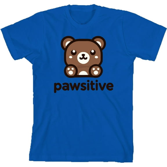 Pawsitive Bear Youth Natural Crew Neck Short Sleeve Tee-Medium
