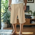 thumbnail image 2 of Plebaso Men's Capri Pants Summer Wide Leg Casual Capris Elastic Waist Drawstring Beach Pants with Pockets, 2 of 5