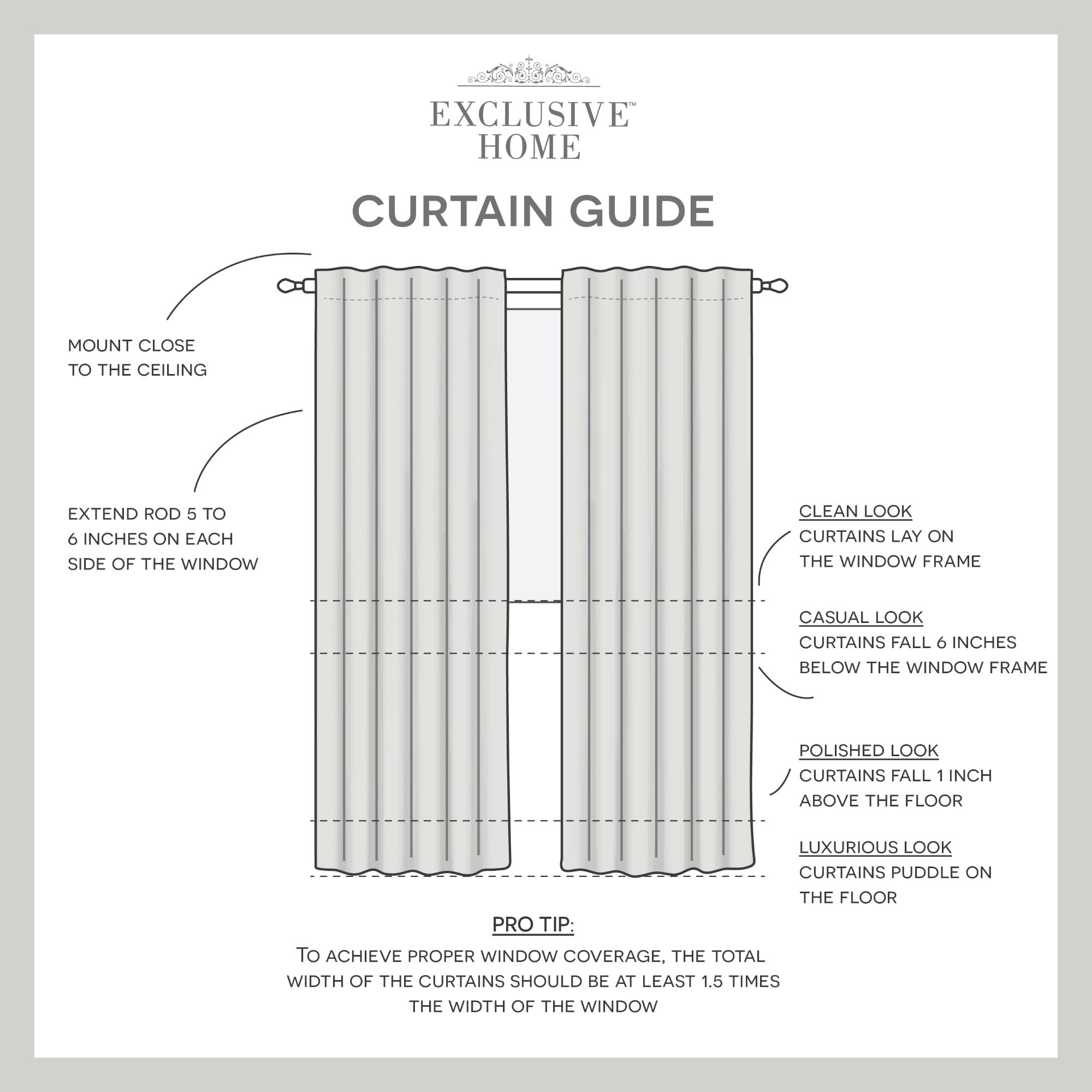 Exclusive Home Demi Light Filtering Hidden Tab Top Curtain Panel Pair, 54"x96", Grey, Set of 2