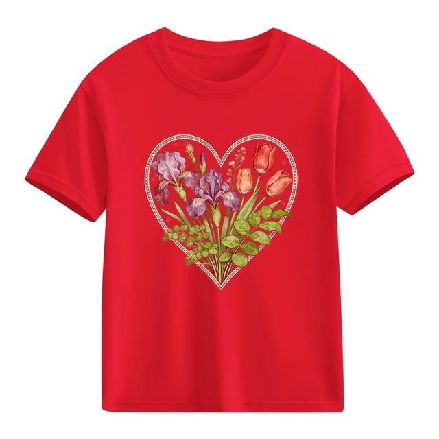hengsof T-shirt Basique à Manches Courtes et Col Rond pour Enfants