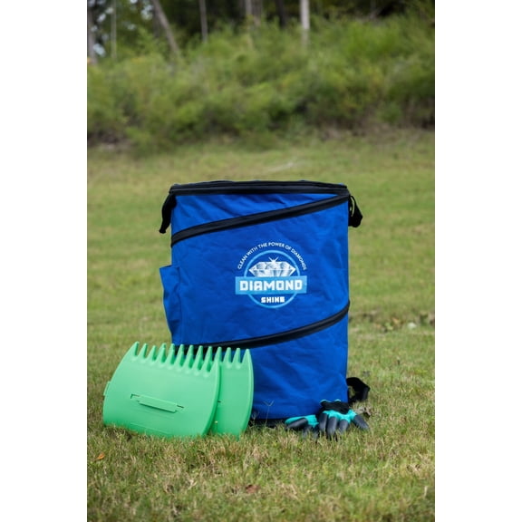 Diamond Shine Collapsible Garden Bag for Yard Waste, 47 Gallon Reusable Container Indoor & Outdoor Ultra With Durable Zipper & Handles