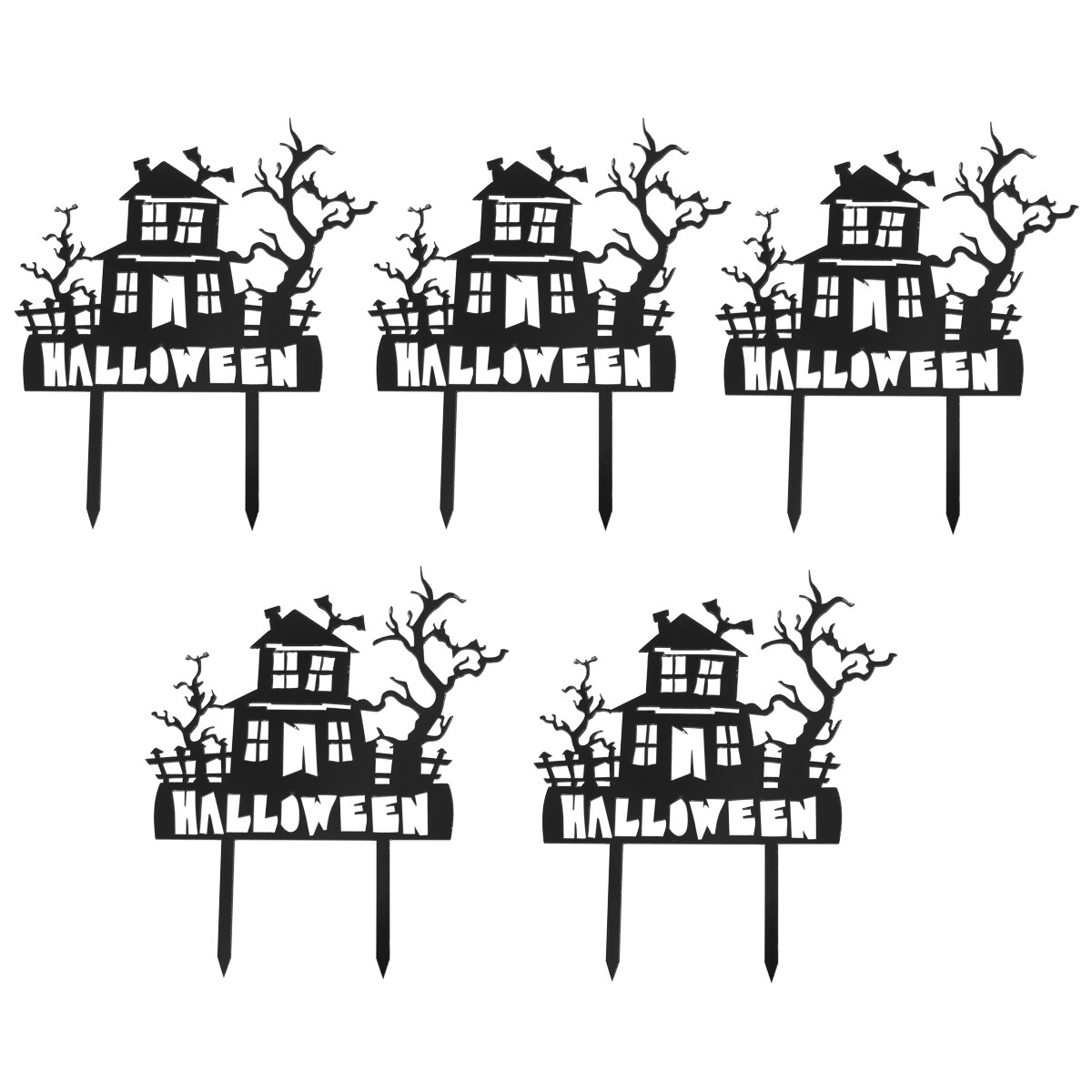 Hemoton 5Pcs Creative Halloween Cake Toppers Party Toppers Tree House