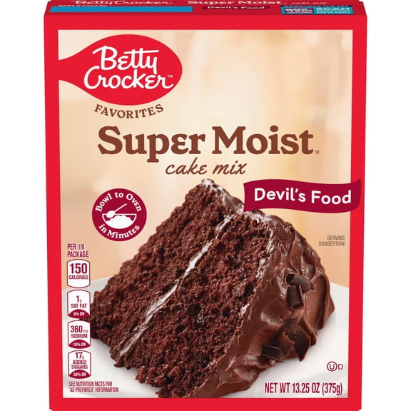 Pack Of 3 Betty Crocker Super Moist Devil's Food Cake Mix, 13.25 oz (Package May Vary)