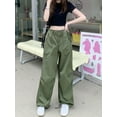 thumbnail image 4 of IMISSILLEB Women Baggy Cargo Sweatpants Solid Color Drawstring Straight Leg Joggers Pants Casual Trousers for Streetwear, 4 of 7