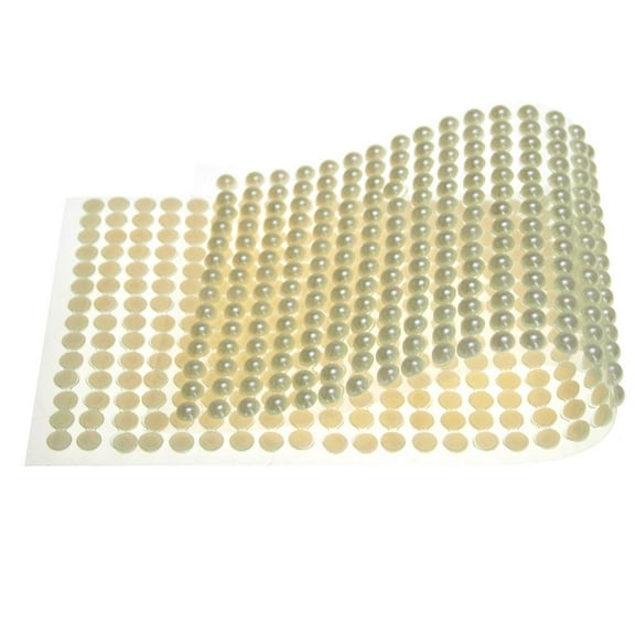 Plastic Pearls Flat Bead Self Adhesive Stickers, 6mm, 36-Strips, Ivory