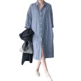 thumbnail image 5 of ZANZEA Women Full Sleeve Striped Printed Midi Dress Casual Shirts Dresses, 5 of 8