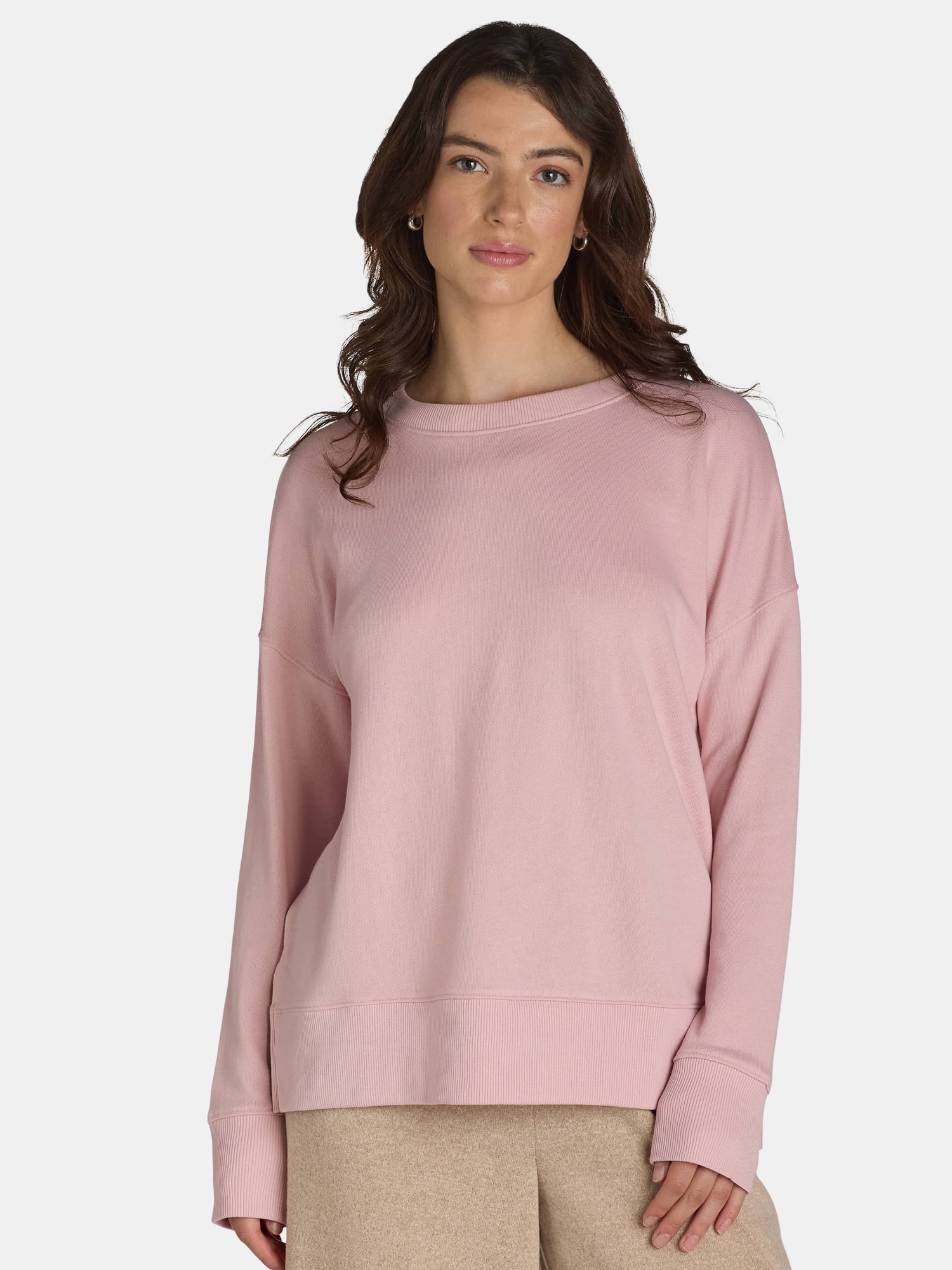 Time and Tru Women's Tunic Sweatshirt with High-Low Hem, Sizes XS -4X