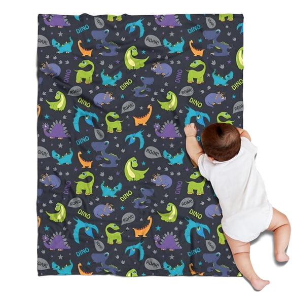 DarkGray Cartoon Dinosaurs Pattern Blanket,Comfortable Soft Flannel Throw Blanket,All Season,Warm Lightweight Blankets for Sofa Bed Couch Living Room Chair,30"x40"