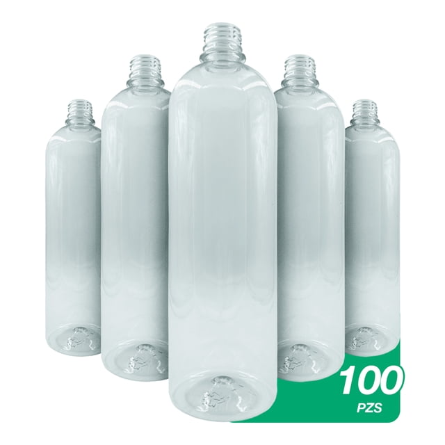 100 Pack Botella Plastico Transparente 1 Litro