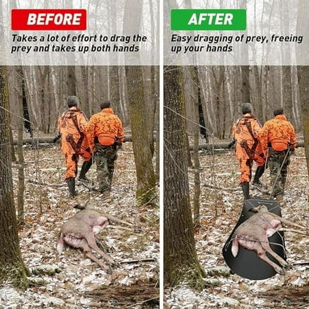 Yosoo Multi Purpose Deer Drag Sled for Hauling Deer Hunting Gear Fire Wood Ice Fishing Camping with Pull Rope Storage Bag Construction