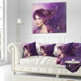 thumbnail image 3 of Designart Woman with Purple Hair - Abstract Portrait Throw Pillow - 18x18, 3 of 5