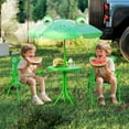 thumbnail image 2 of Costway Kids Picnic Table & Chair Set with 2 Folding Chairs & Height Adjustable Umbrella Green, 2 of 10